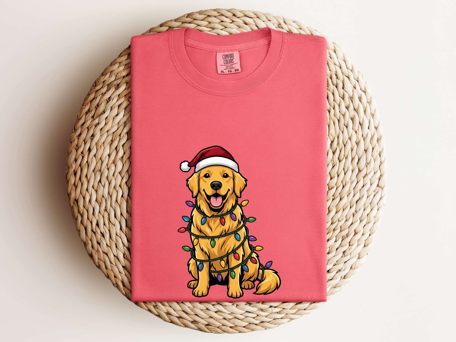 Christmas Golden Retriever Shirt for Women – Funny Hand Drawn Cartoon Holiday Dog Graphic Tee