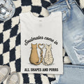 Kitten Duo Shirt for Women – Retro Sketch Intertwined Tails Illustration Graphic Tee