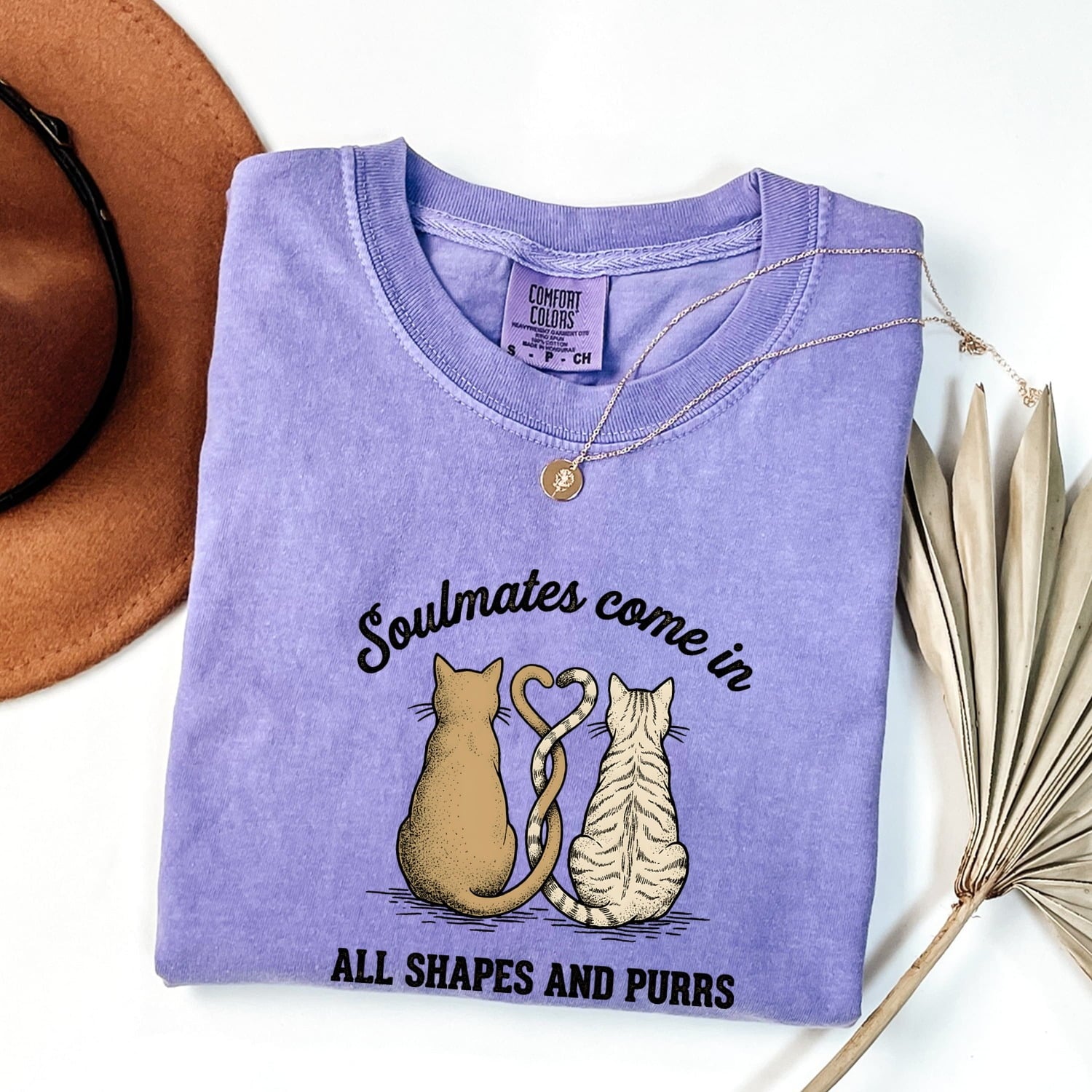 Kitten Duo Shirt for Women – Retro Sketch Intertwined Tails Illustration Graphic Tee