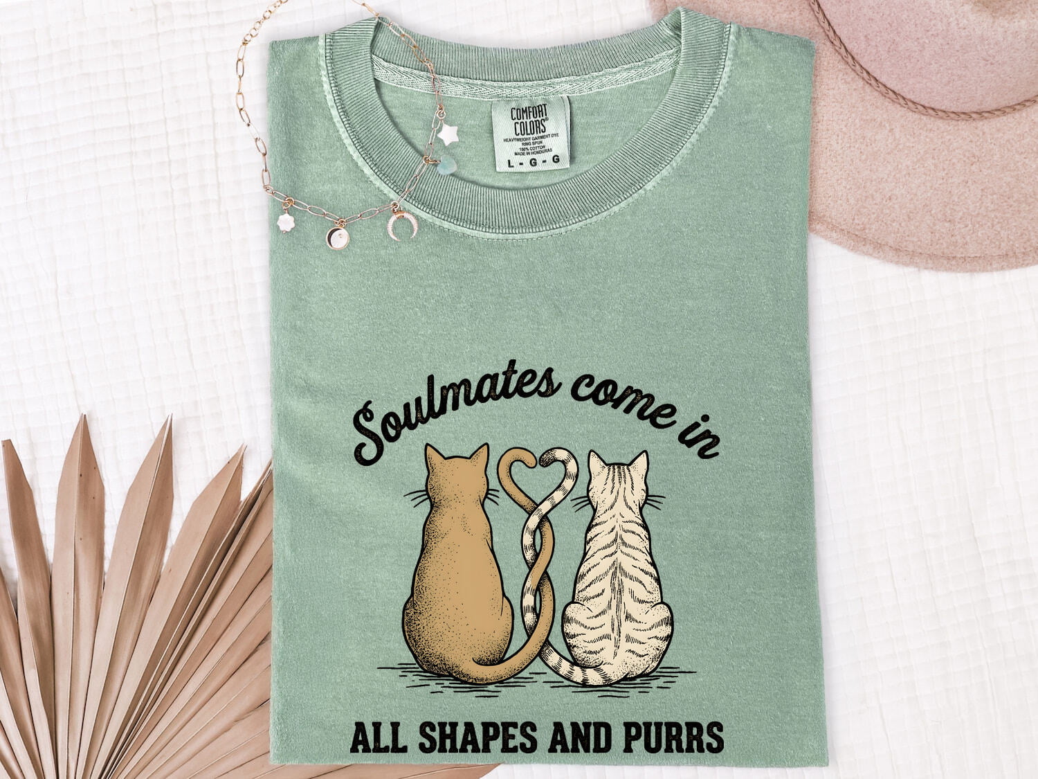 Kitten Duo Shirt for Women – Retro Sketch Intertwined Tails Illustration Graphic Tee