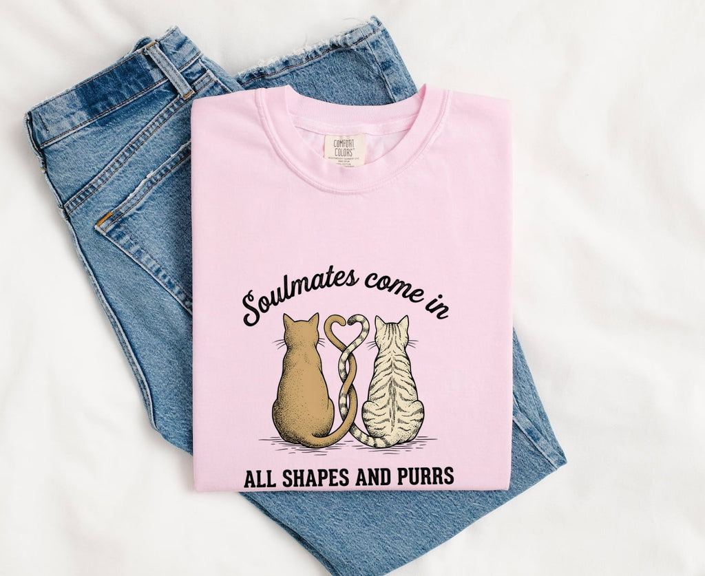 Kitten Duo Shirt for Women – Retro Sketch Intertwined Tails Illustration Graphic Tee
