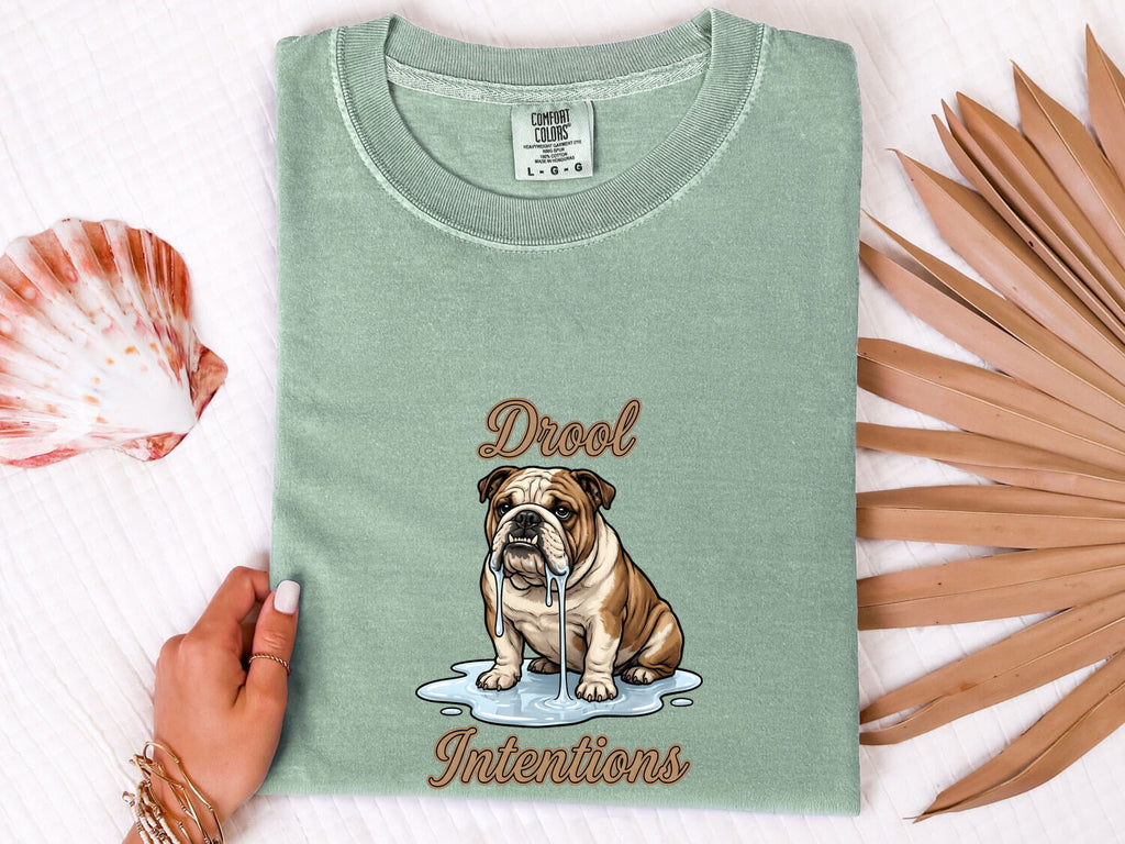 Bulldog Shirt for Women – Funny Antique Cartoonish Wet Mouth Puppy Graphic Tee