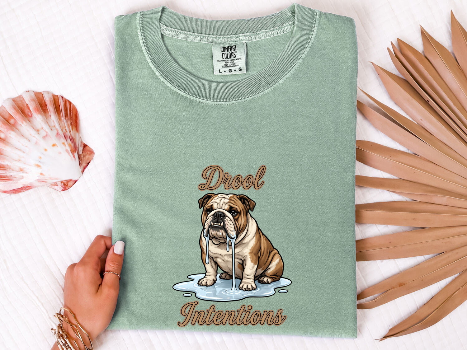 Bulldog Shirt for Women – Funny Antique Cartoonish Wet Mouth Puppy Graphic Tee