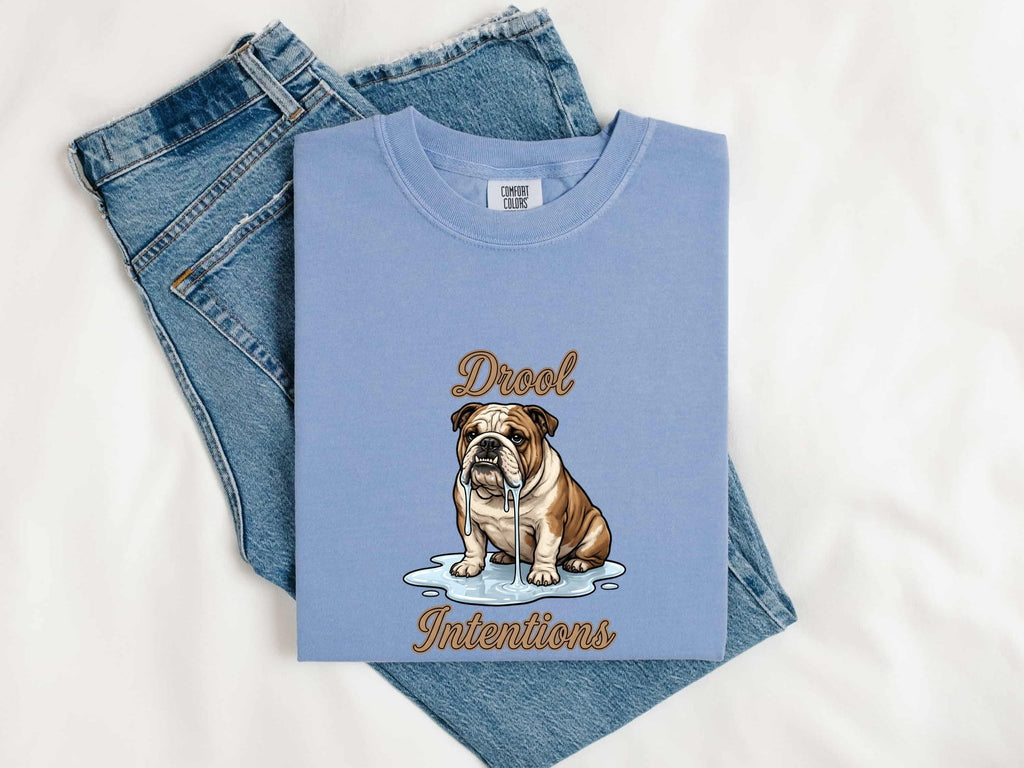 Bulldog Shirt for Women – Funny Antique Cartoonish Wet Mouth Puppy Graphic Tee