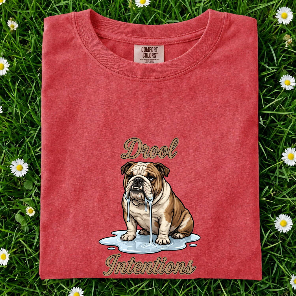 Bulldog Shirt for Women – Funny Antique Cartoonish Wet Mouth Puppy Graphic Tee