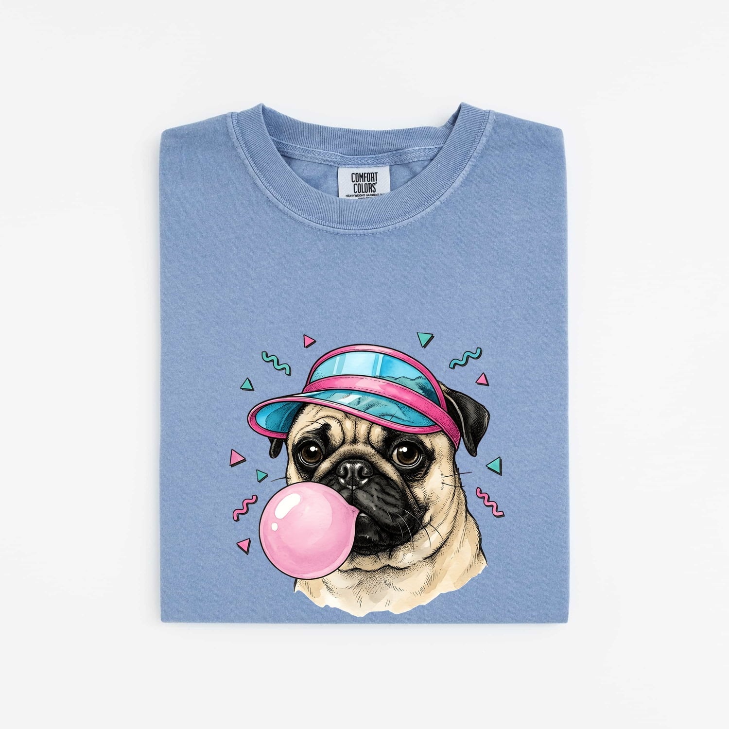 Pug Shirt for Women – Funny Vintage Comic Chewing Gum Cartoon Dog Graphic Tee