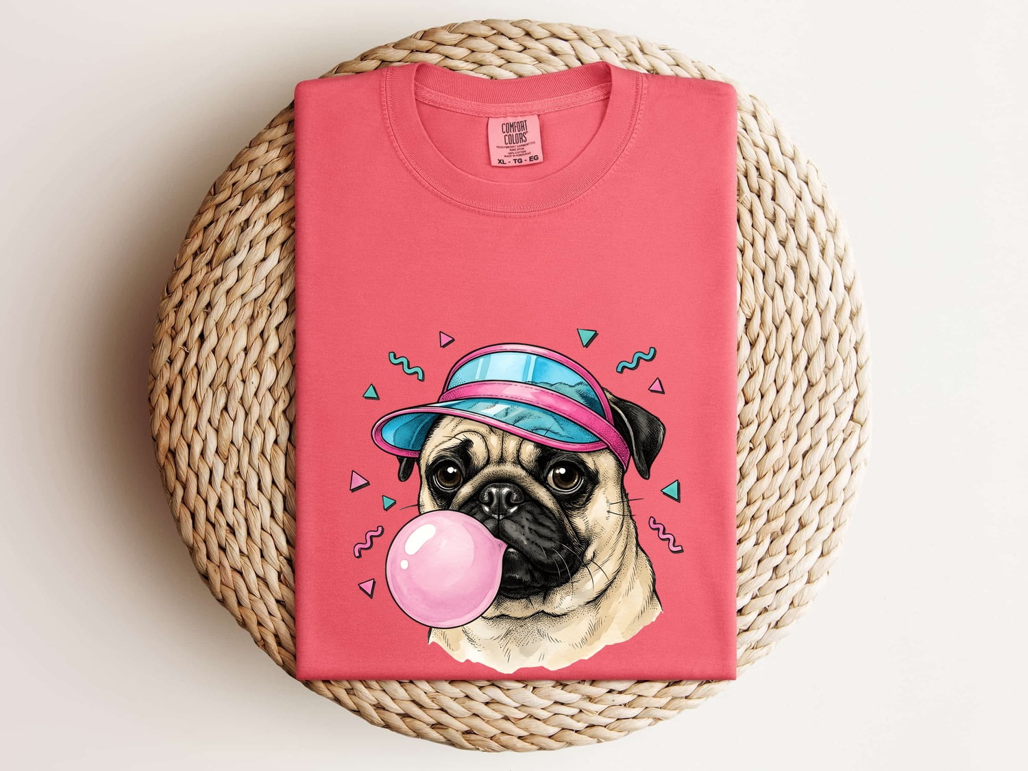 Pug Shirt for Women – Funny Vintage Comic Chewing Gum Cartoon Dog Graphic Tee