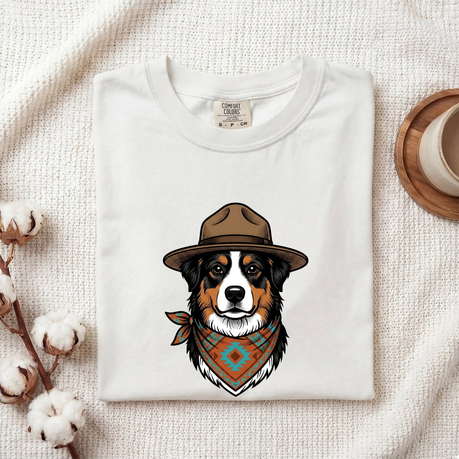 Cowboy Dog Shirt for Women – Vintage Retro Boho Bandana Rodeo Western Graphic Tee
