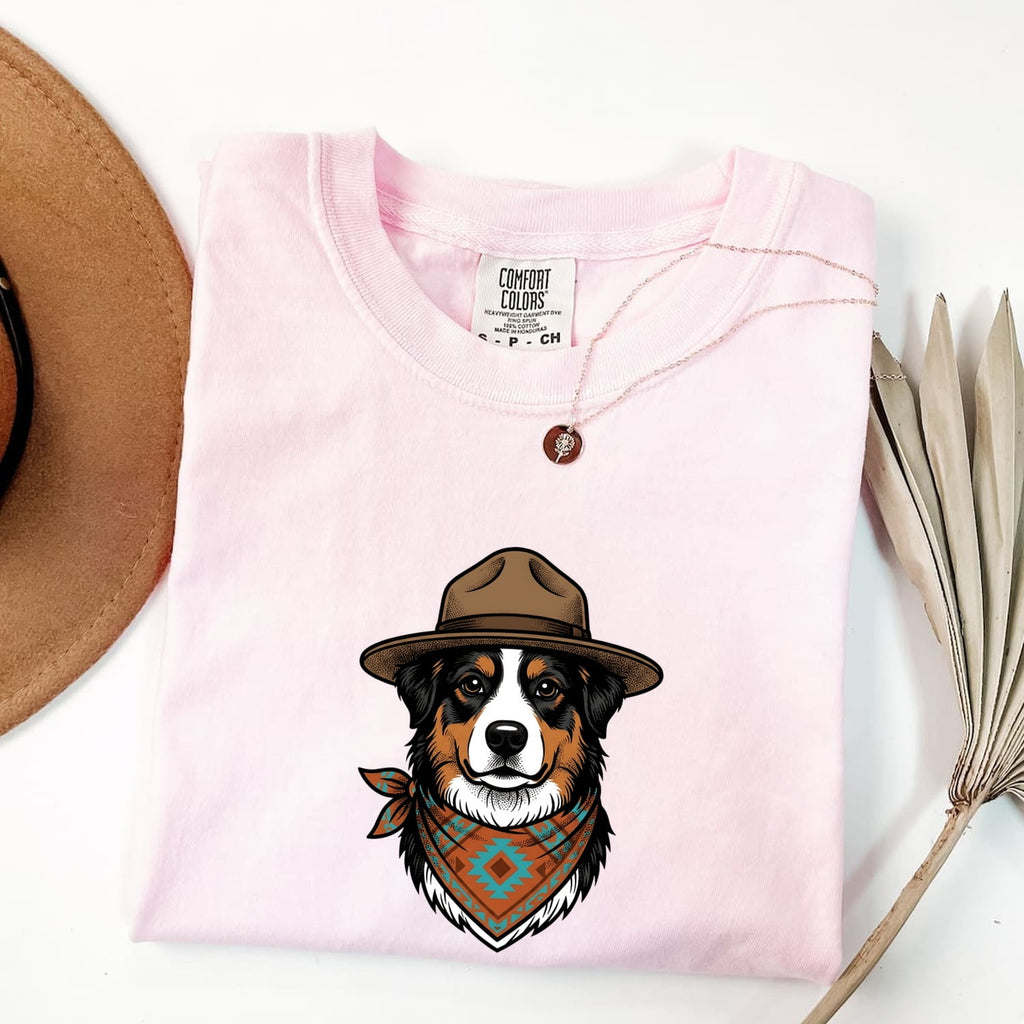 Cowboy Dog Shirt for Women – Vintage Retro Boho Bandana Rodeo Western Graphic Tee