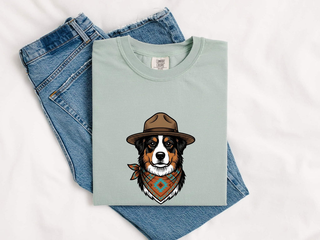 Cowboy Dog Shirt for Women – Vintage Retro Boho Bandana Rodeo Western Graphic Tee