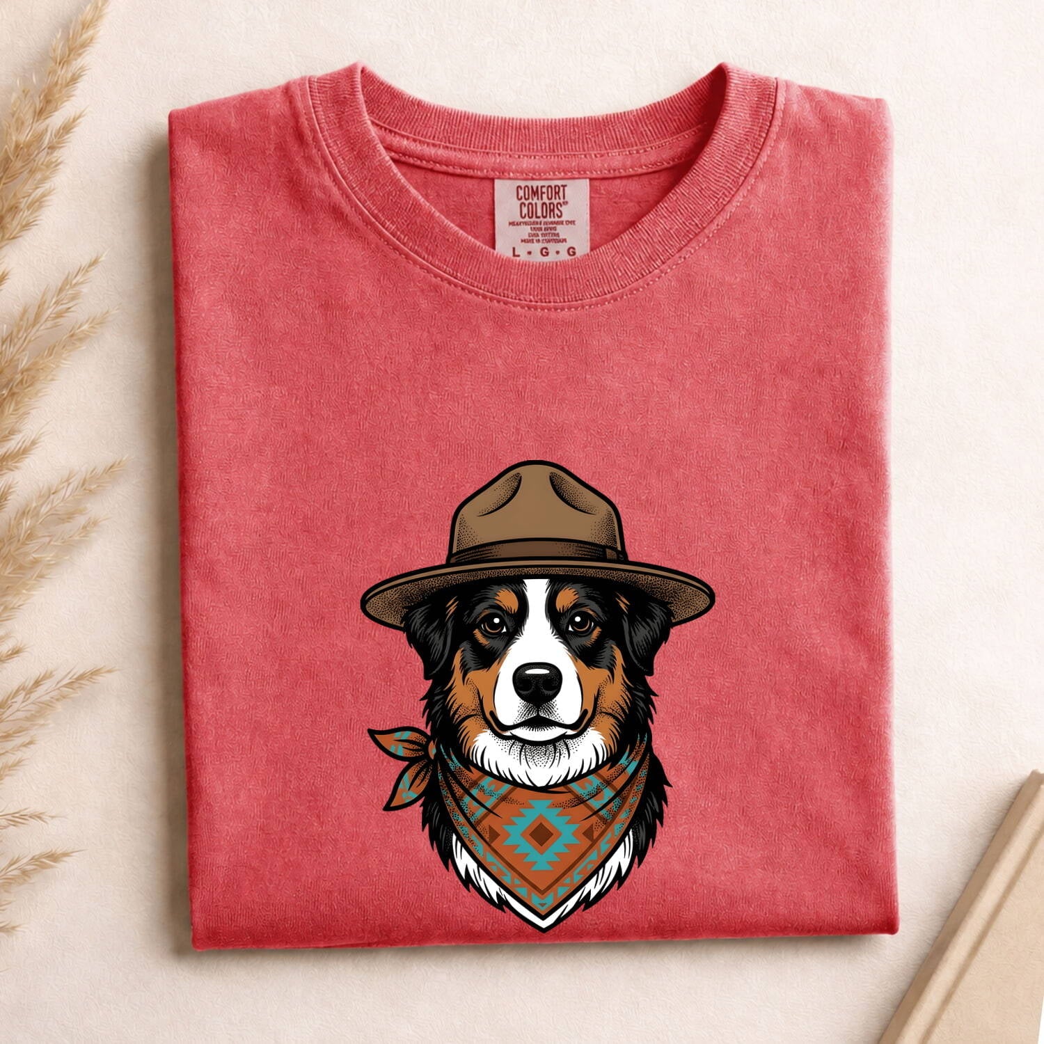 Cowboy Dog Shirt for Women – Vintage Retro Boho Bandana Rodeo Western Graphic Tee