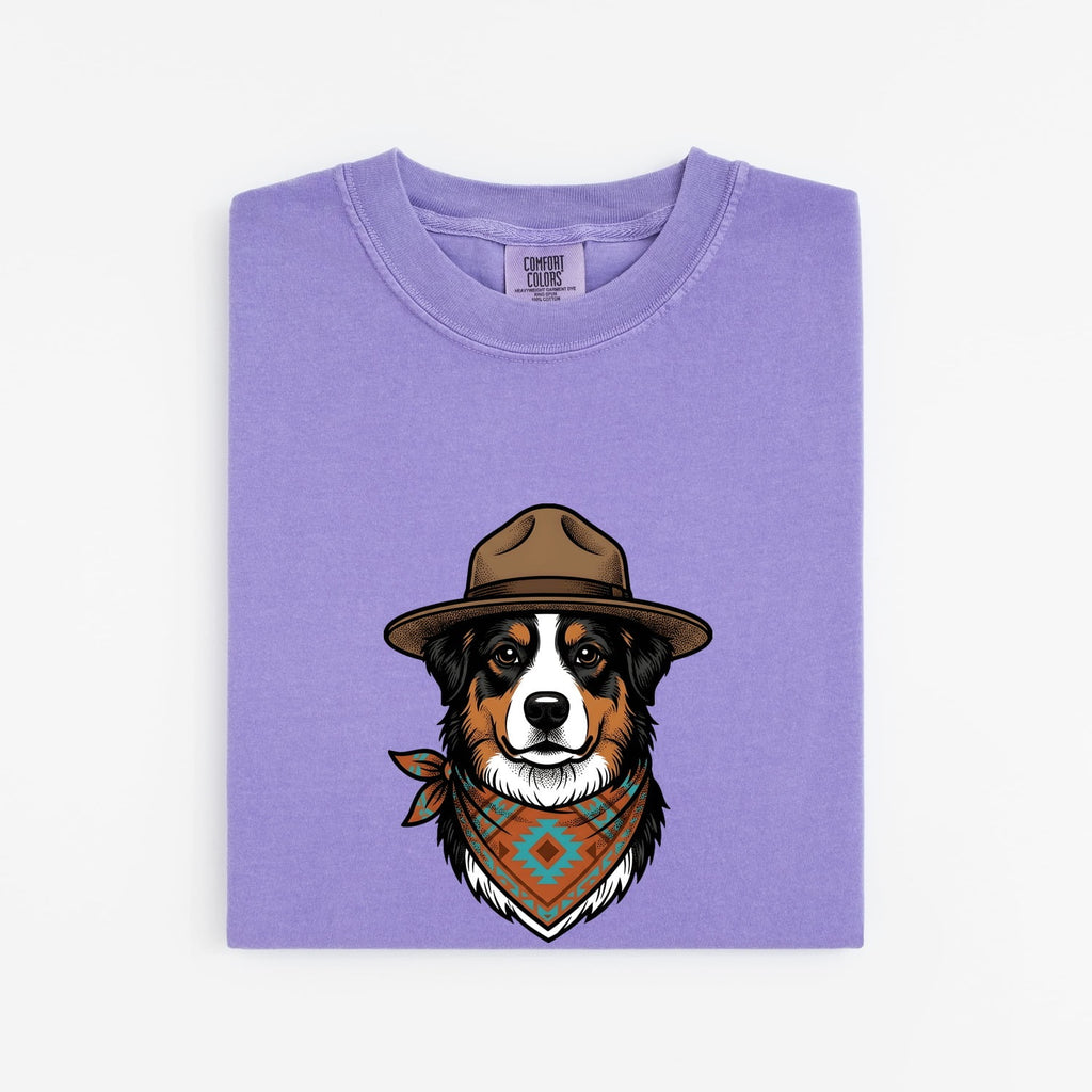Cowboy Dog Shirt for Women – Vintage Retro Boho Bandana Rodeo Western Graphic Tee