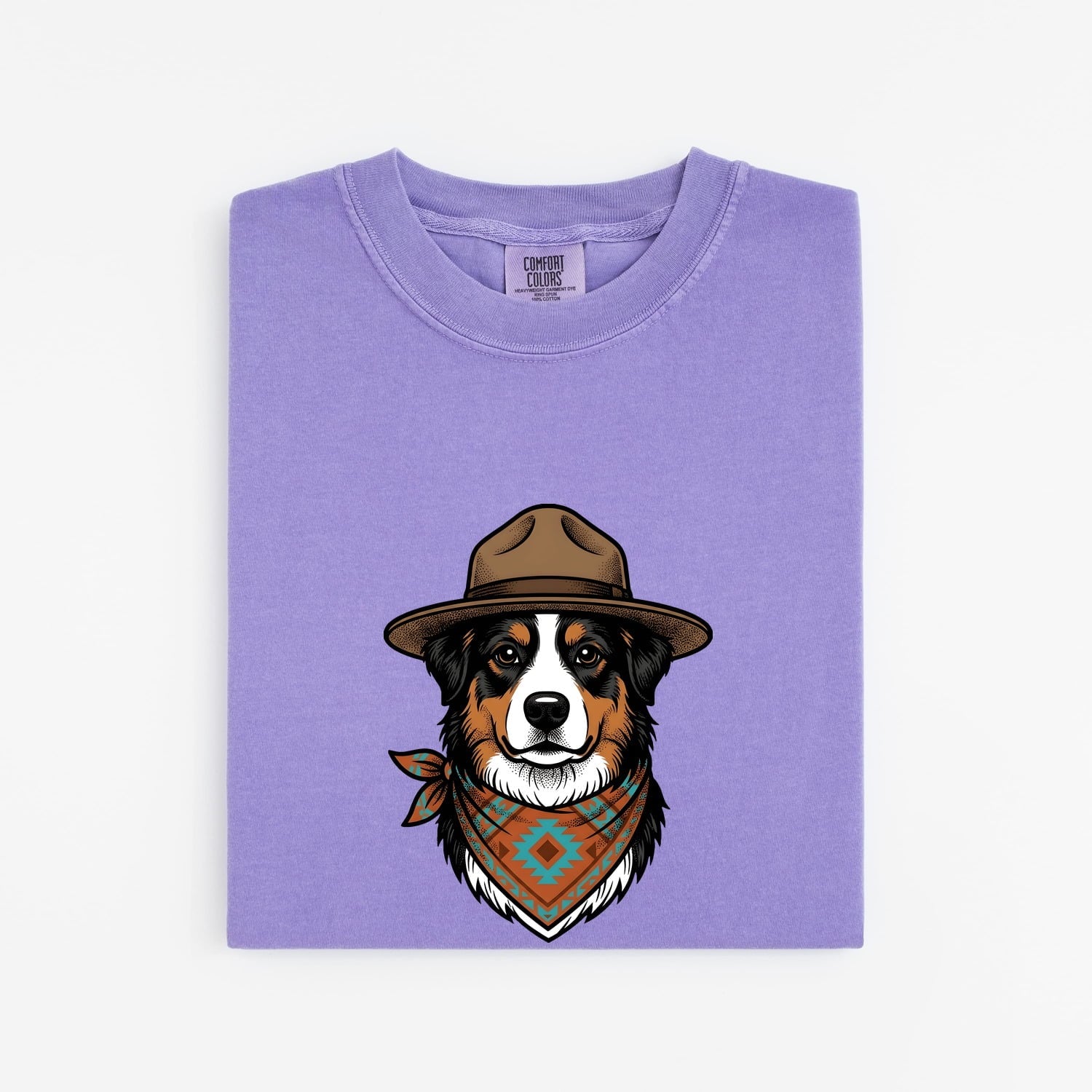 Cowboy Dog Shirt for Women – Vintage Retro Boho Bandana Rodeo Western Graphic Tee