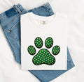 St. Patrick's Day Cat Shirt for Women – Hand Drawn Paw Print Shamrock Old School Graphic Tee