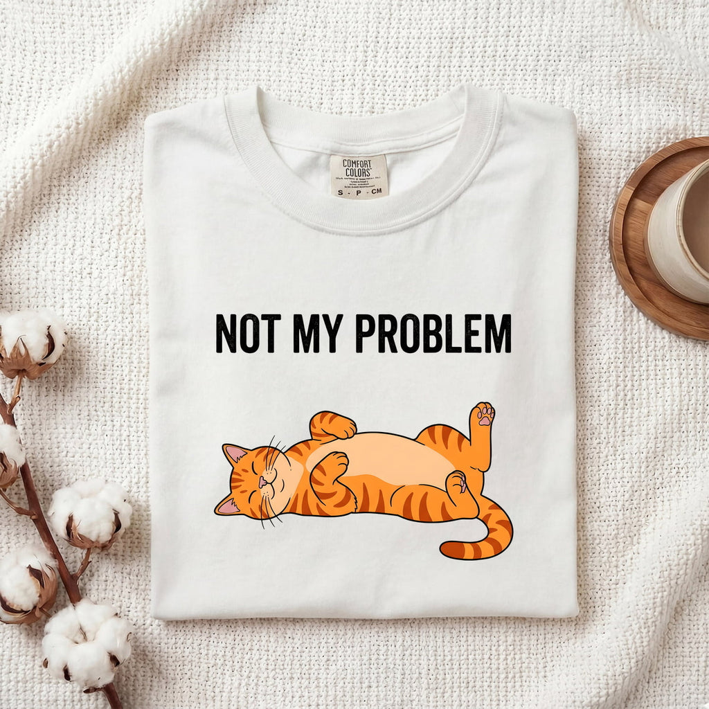 Orange Tabby Cat Shirt for Women – Funny Minimalist Cartoon Relaxed Pose Graphic Tee