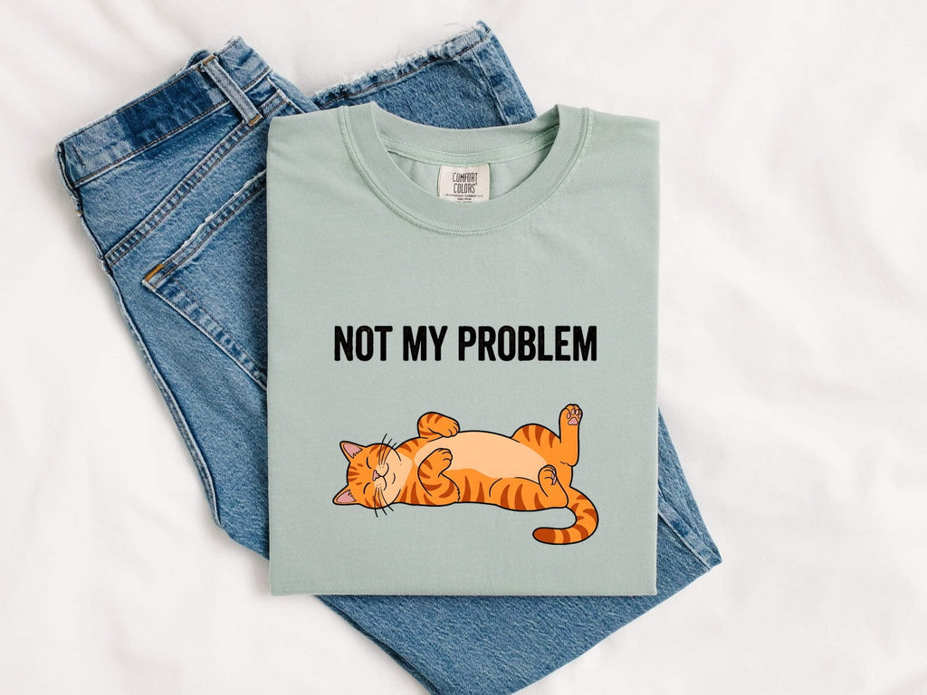 Orange Tabby Cat Shirt for Women – Funny Minimalist Cartoon Relaxed Pose Graphic Tee