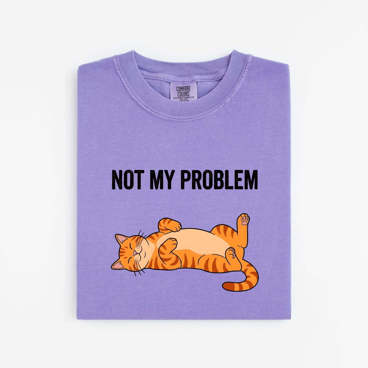 Orange Tabby Cat Shirt for Women – Funny Minimalist Cartoon Relaxed Pose Graphic Tee