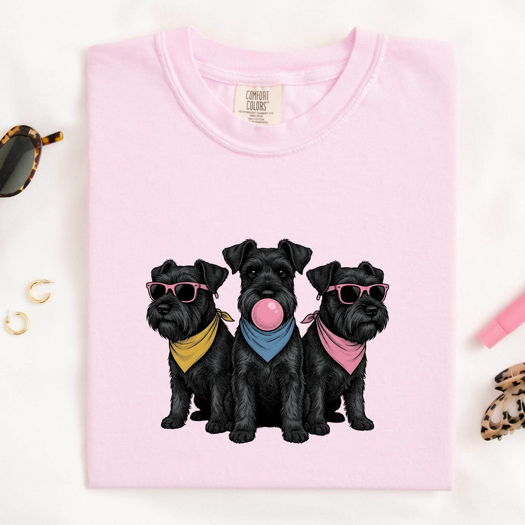 Schnauzer Shirt for Women – Funny Minimalist Line Art Sunglasses Puppy Graphic Tee