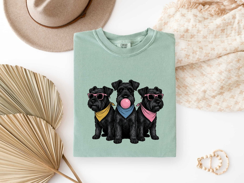 Schnauzer Shirt for Women – Funny Minimalist Line Art Sunglasses Puppy Graphic Tee