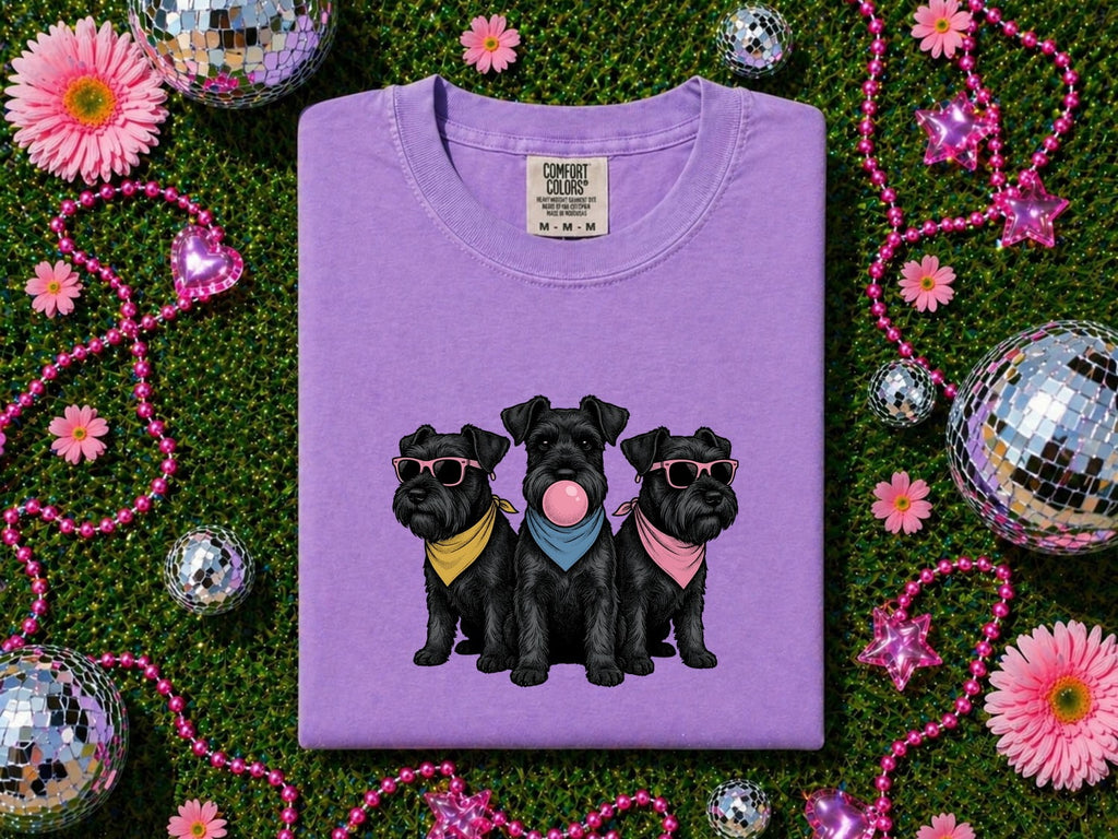 Schnauzer Shirt for Women – Funny Minimalist Line Art Sunglasses Puppy Graphic Tee