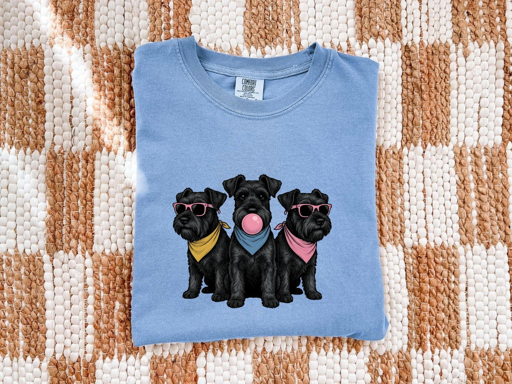 Schnauzer Shirt for Women – Funny Minimalist Line Art Sunglasses Puppy Graphic Tee