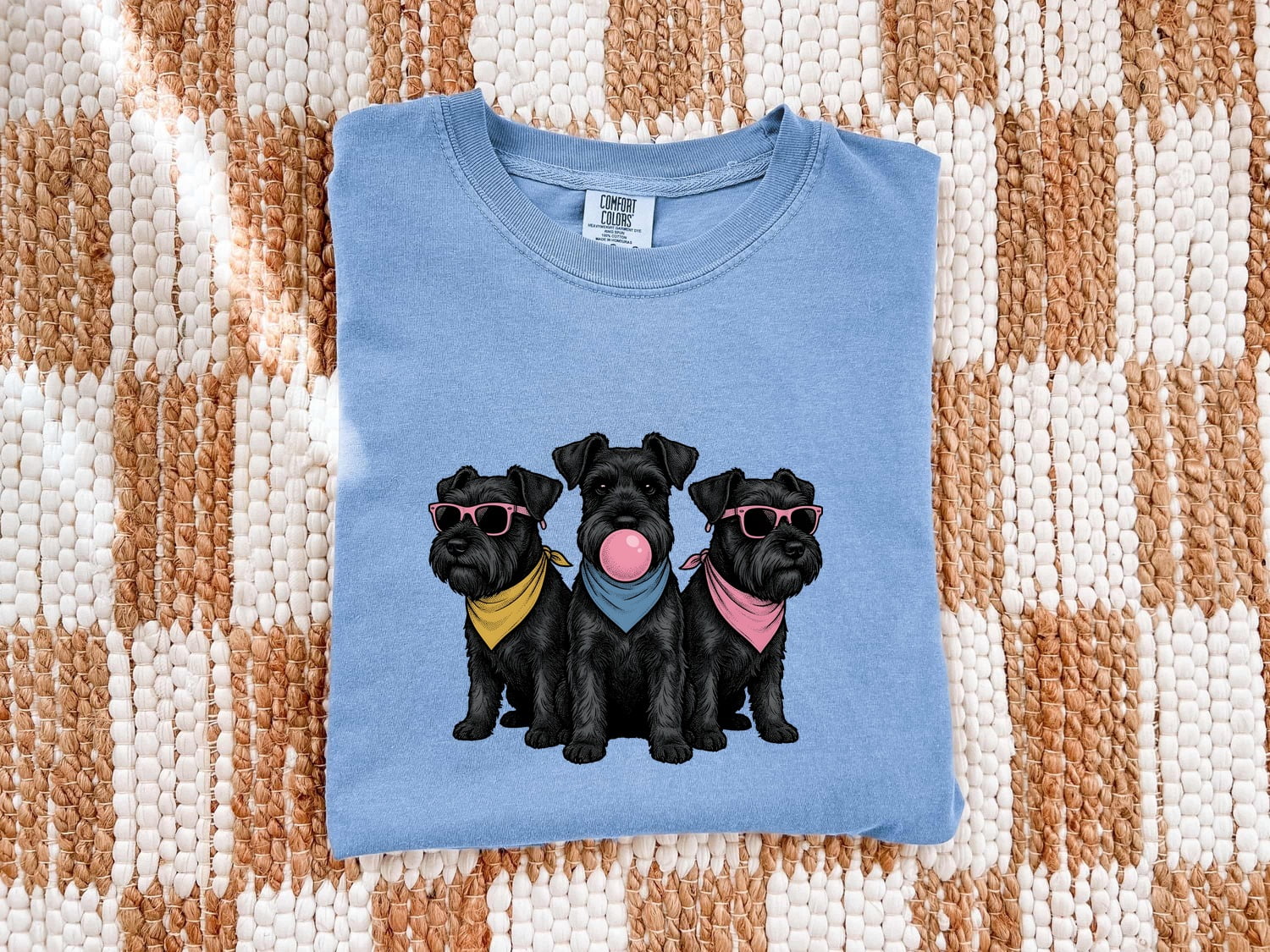 Schnauzer Shirt for Women – Funny Minimalist Line Art Sunglasses Puppy Graphic Tee