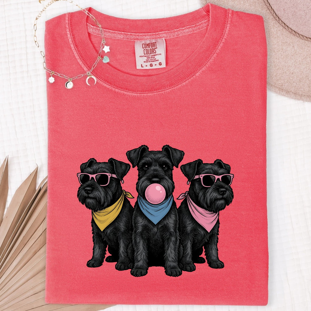 Schnauzer Shirt for Women – Funny Minimalist Line Art Sunglasses Puppy Graphic Tee