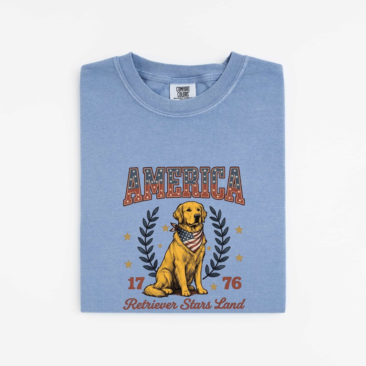 4th of July Golden Retriever Shirt for Women – Sketch Cartoon Crown Dog Graphic Tee