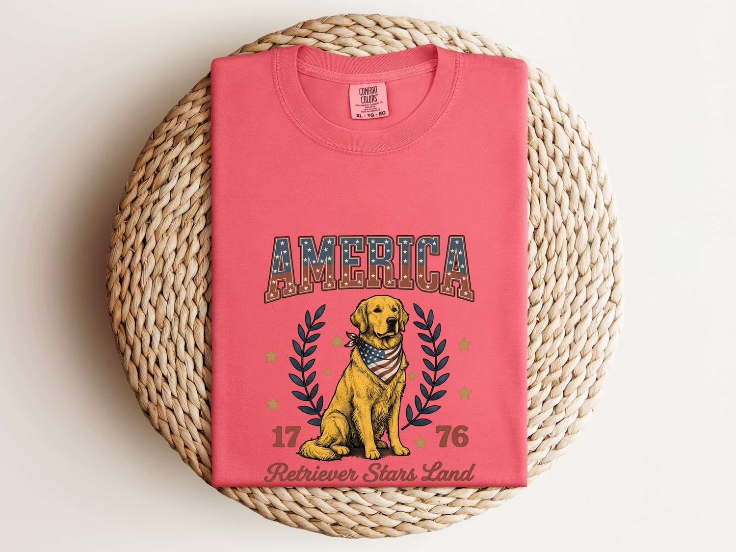 4th of July Golden Retriever Shirt for Women – Sketch Cartoon Crown Dog Graphic Tee