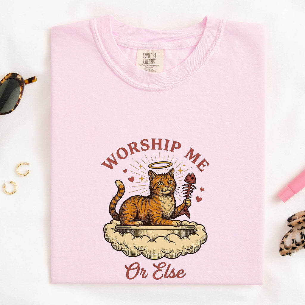 Orange Tabby Cat Shirt for Women – Vintage Hand Drawn Fishbone Humor Graphic Tee