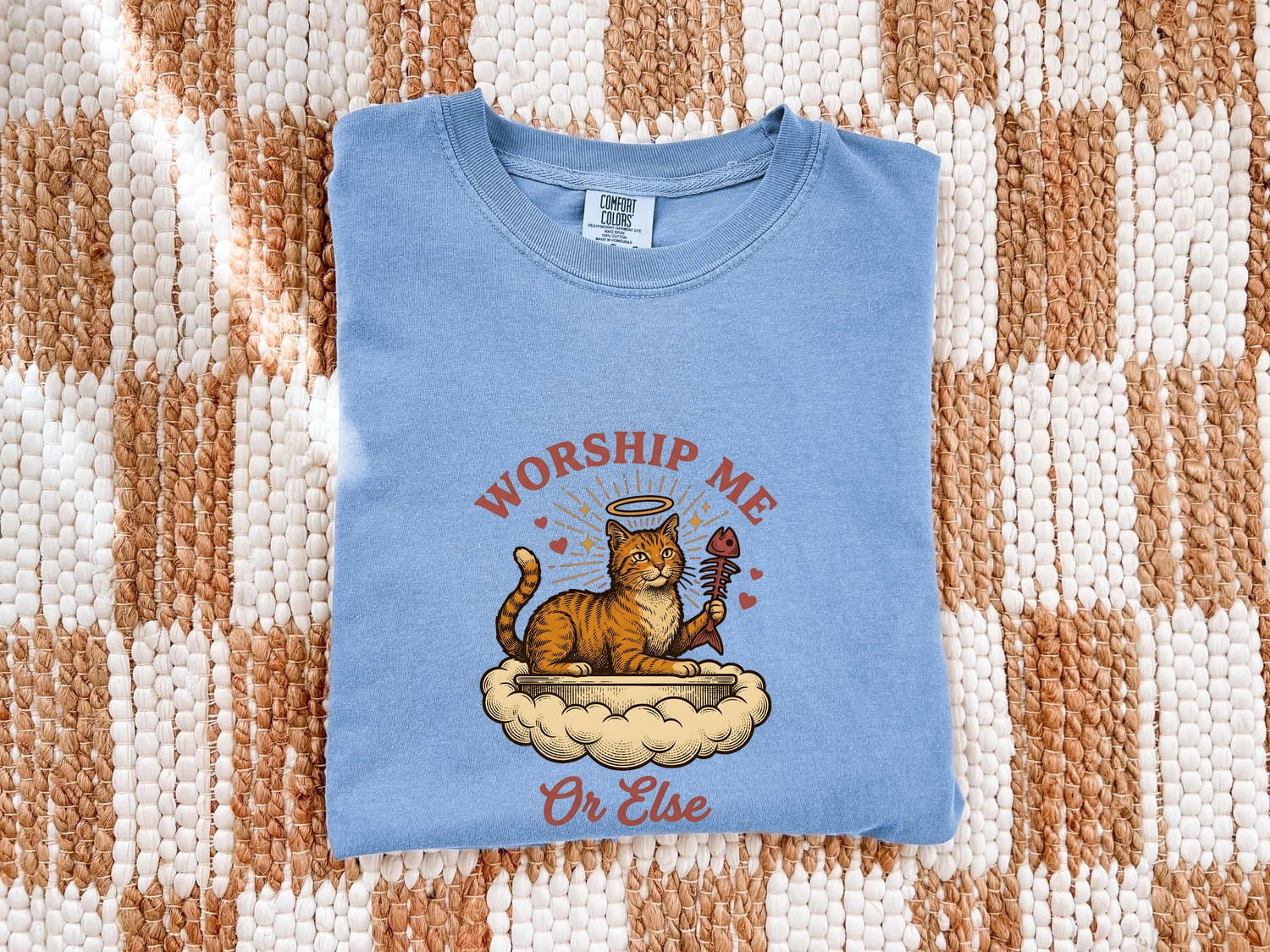 Orange Tabby Cat Shirt for Women – Vintage Hand Drawn Fishbone Humor Graphic Tee