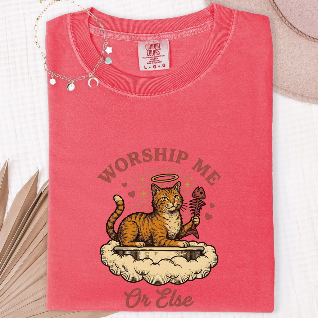 Orange Tabby Cat Shirt for Women – Vintage Hand Drawn Fishbone Humor Graphic Tee