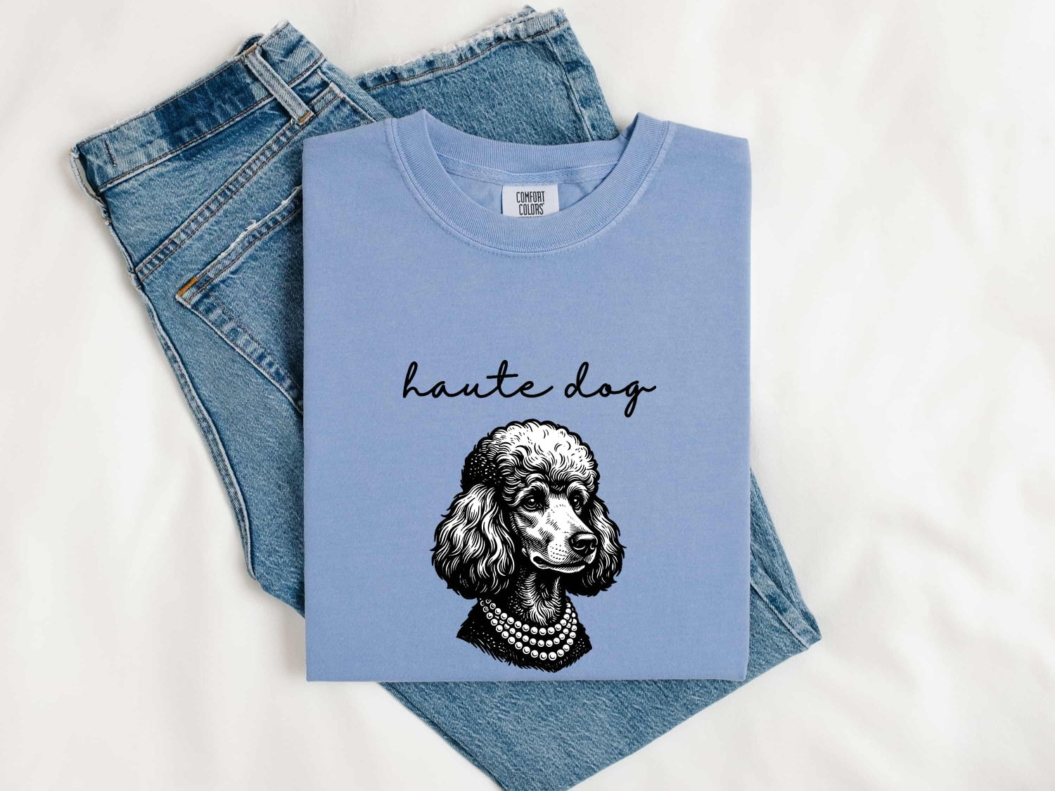 Toy Poodle Shirt for Women – Old School Line Art Pearl Strand Dog Graphic Tee