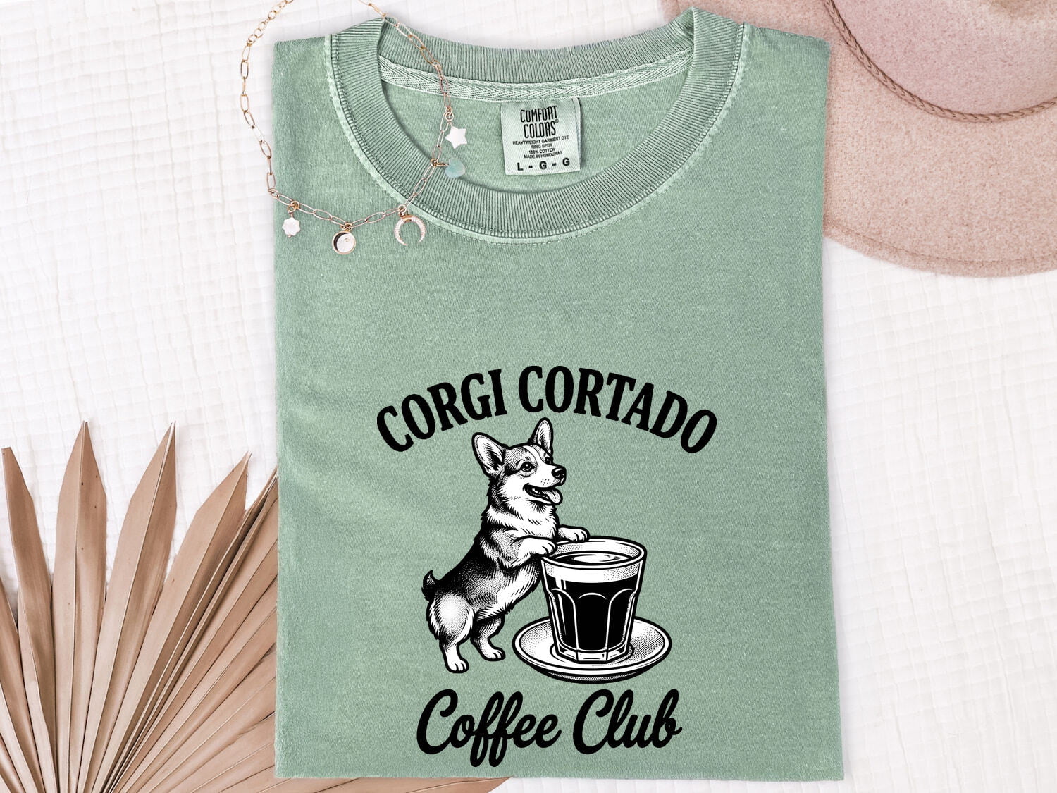 Corgi Shirt for Women – Vintage Hand Drawn Coffee Cup Retro Dog Graphic Tee