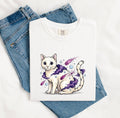 Space Cat Shirt for Women – Whimsical Cosmic Watercolor Shooting Stars Graphic Tee
