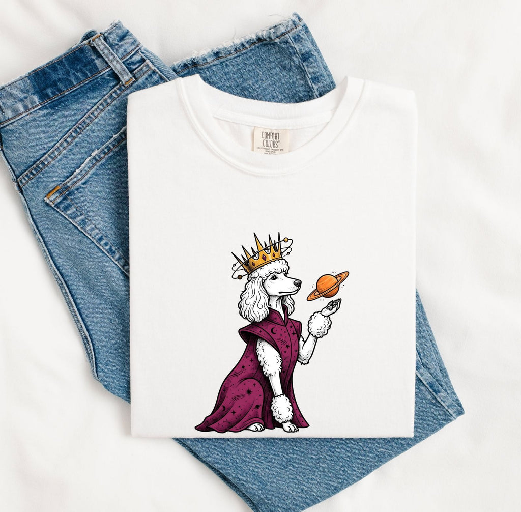 Poodle Shirt for Women – Fairy Tale Zodiac Crown Astrology Dog Graphic Tee