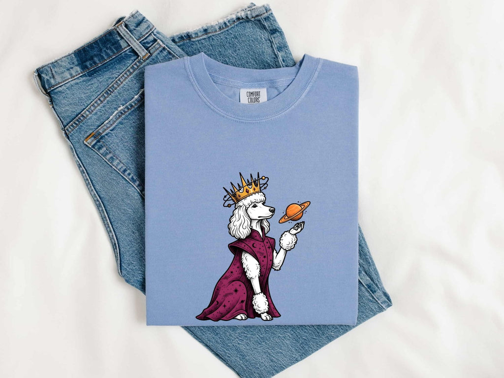 Poodle Shirt for Women – Fairy Tale Zodiac Crown Astrology Dog Graphic Tee