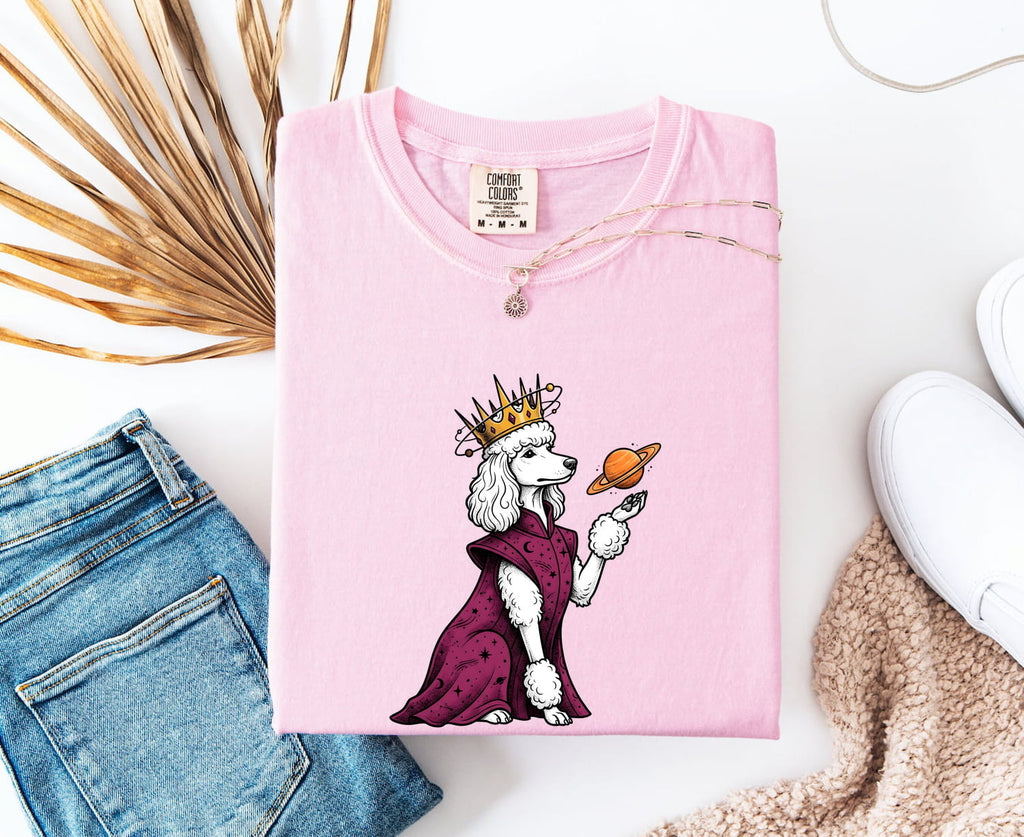 Poodle Shirt for Women – Fairy Tale Zodiac Crown Astrology Dog Graphic Tee