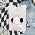Annoyed Cat Shirt for Women – Funny Cartoon Contemporary Ear Warmers Kitty Graphic Tee