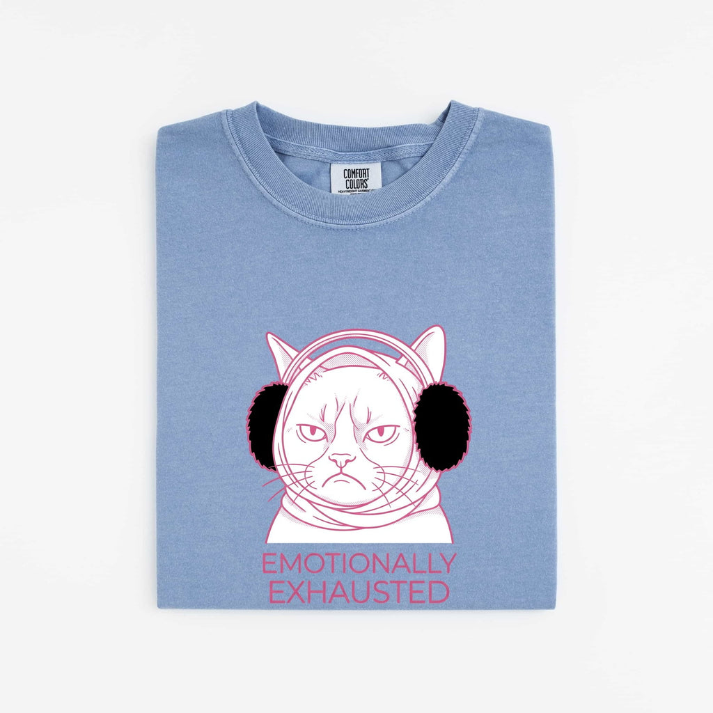 Annoyed Cat Shirt for Women – Funny Cartoon Contemporary Ear Warmers Kitty Graphic Tee