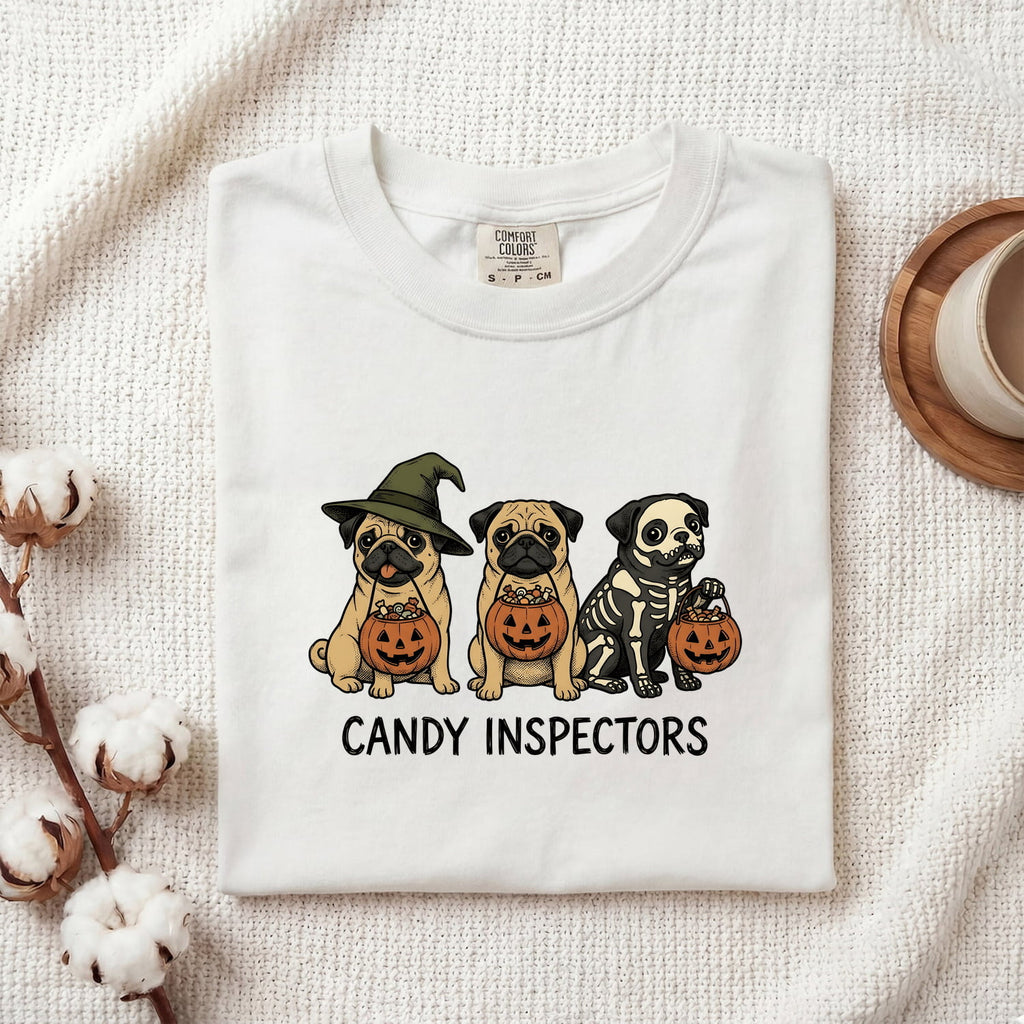 Halloween Pug Shirt for Women – Vintage Cartoon Pumpkin Bucket Dog Graphic Tee