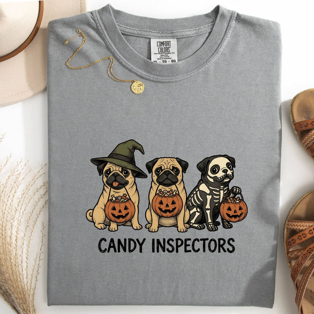 Halloween Pug Shirt for Women – Vintage Cartoon Pumpkin Bucket Dog Graphic Tee