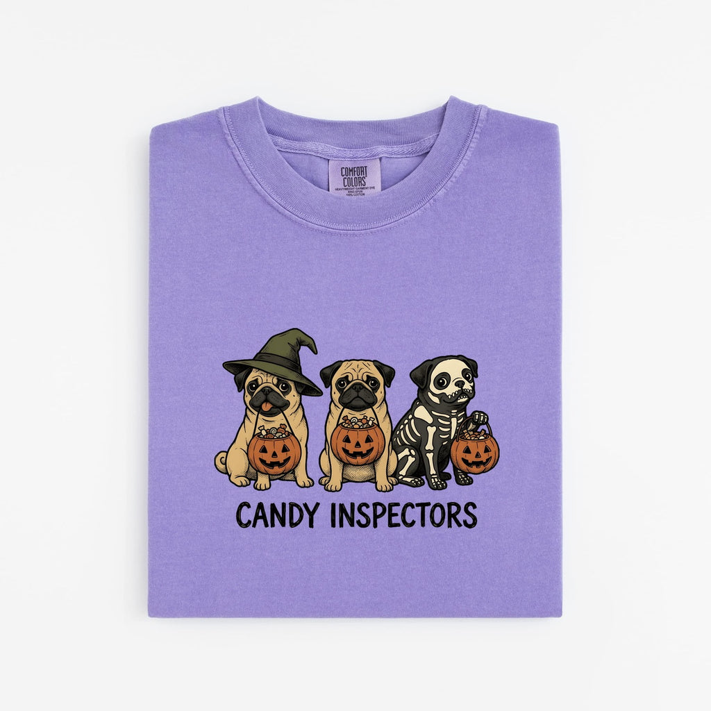 Halloween Pug Shirt for Women – Vintage Cartoon Pumpkin Bucket Dog Graphic Tee