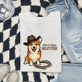Corgi Shirt for Women – Retro Wild West Cowboy Line Art Coil Pembroke Welsh Graphic Tee