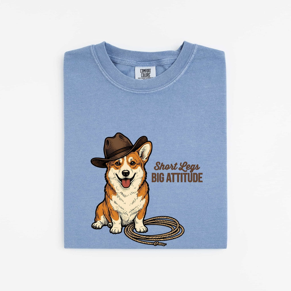 Corgi Shirt for Women – Retro Wild West Cowboy Line Art Coil Pembroke Welsh Graphic Tee