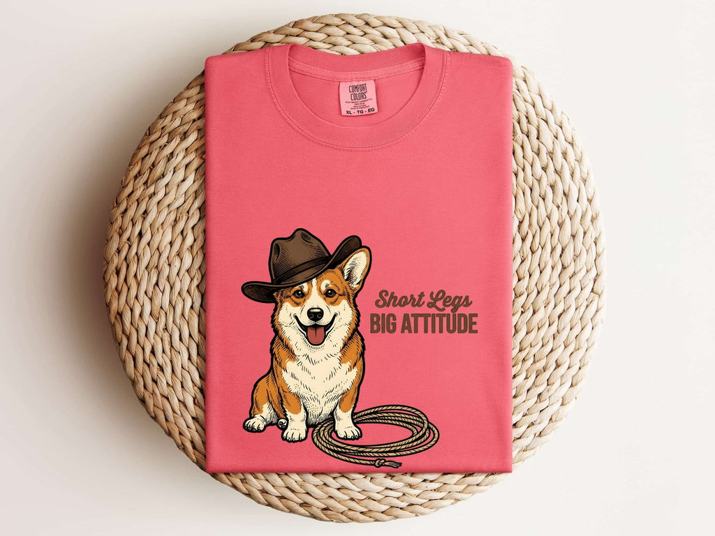 Corgi Shirt for Women – Retro Wild West Cowboy Line Art Coil Pembroke Welsh Graphic Tee