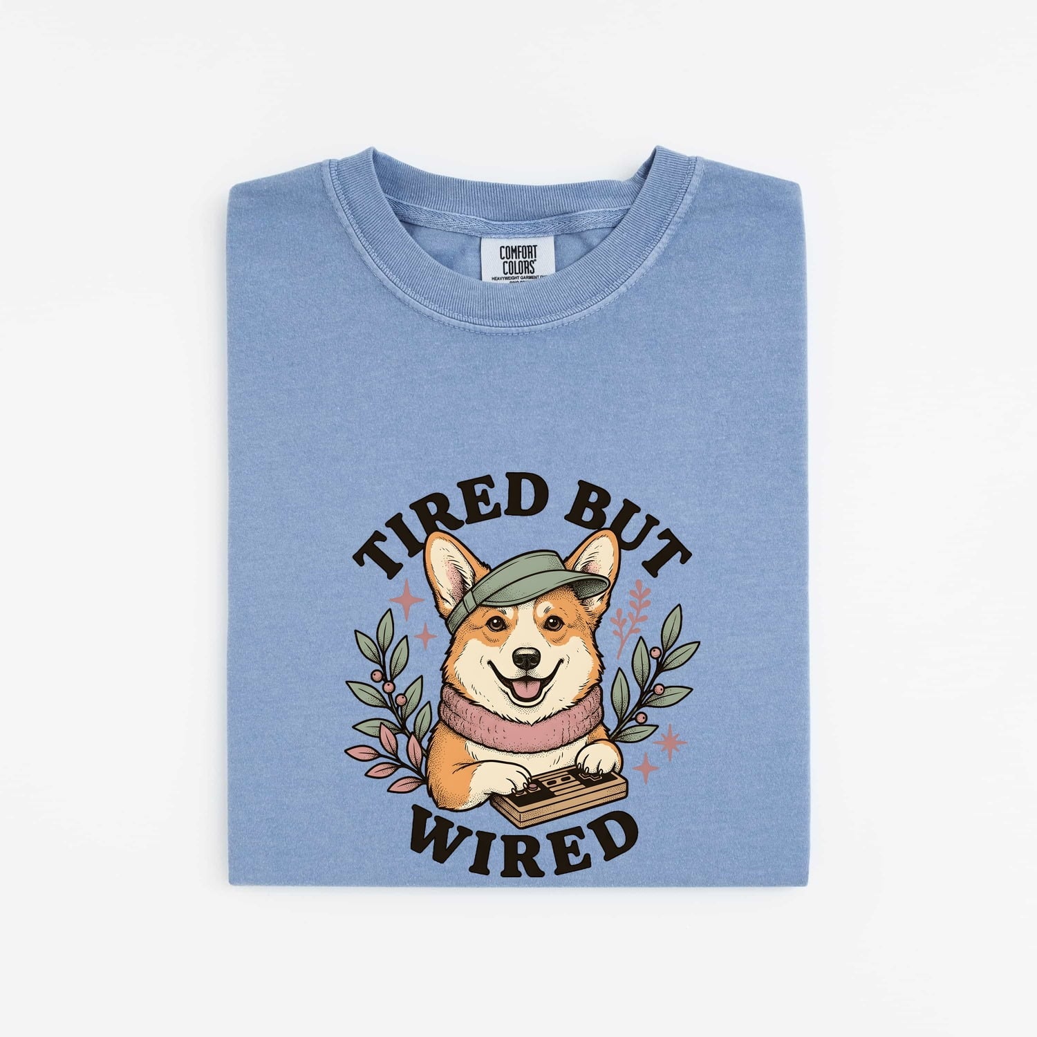 Corgi Shirt for Women – Funny Cartoon Vintage Game Controller Gamer Dog Graphic Tee