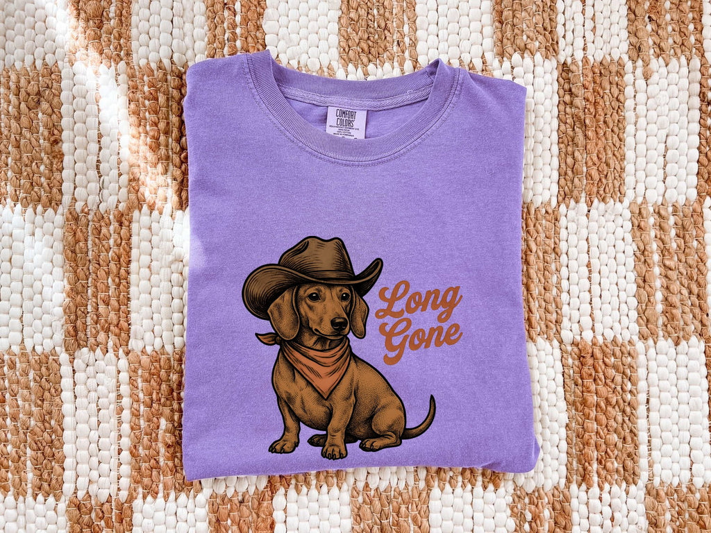 Dachshund Cowboy Shirt for Women – Vintage Western Hand Drawn Bandana Wiener Dog Graphic Tee