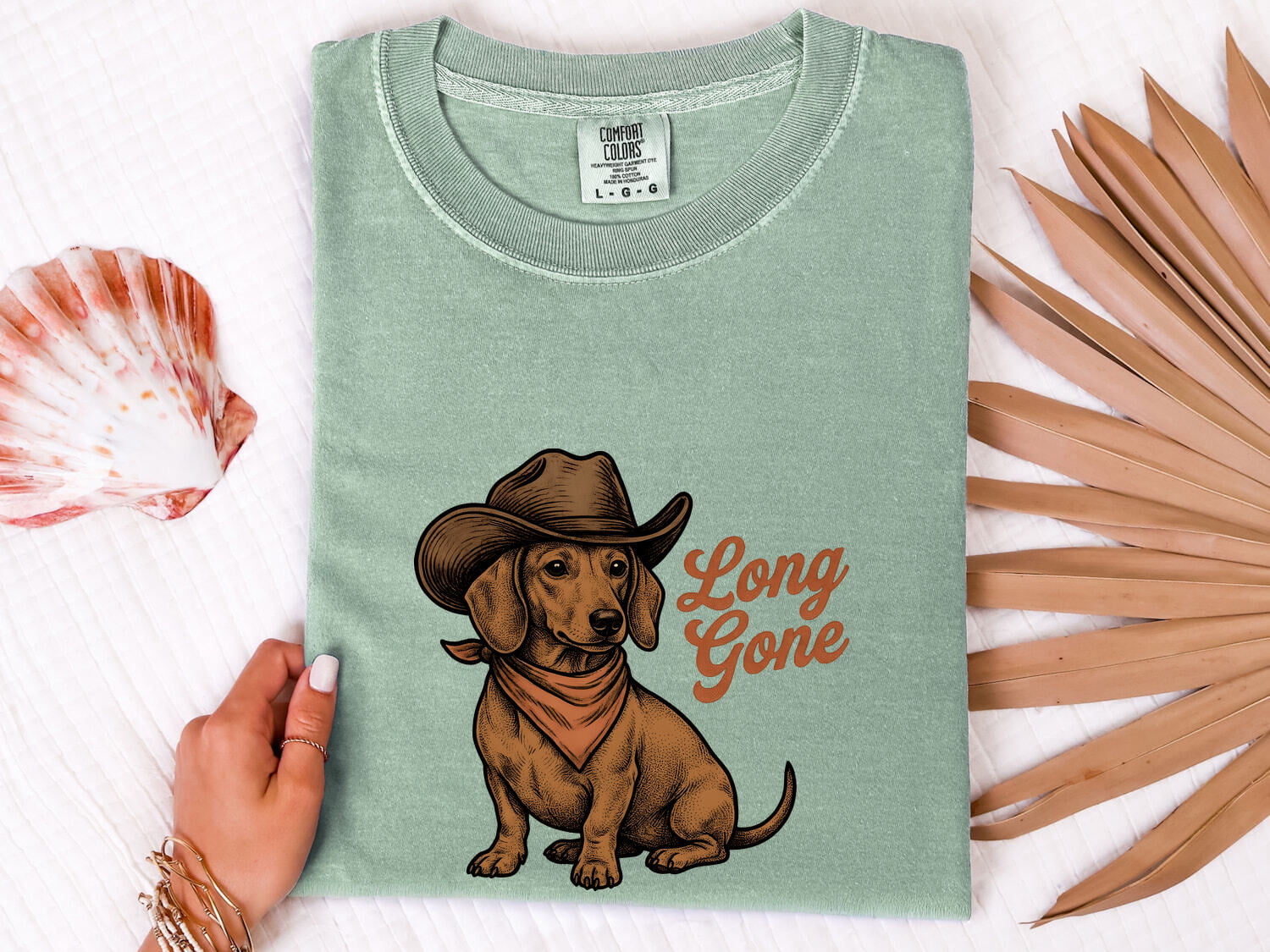 Dachshund Cowboy Shirt for Women – Vintage Western Hand Drawn Bandana Wiener Dog Graphic Tee