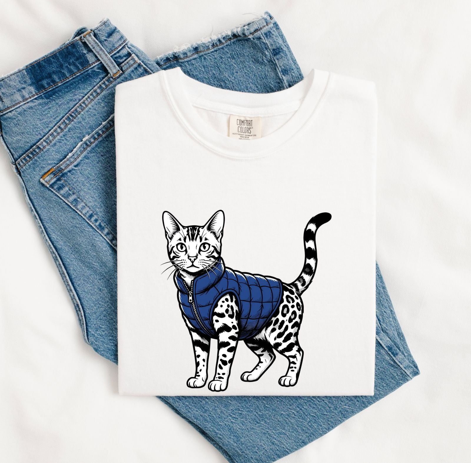 Bengal Cat Shirt for Women – Pop Art Hand Drawn Insulated Vest Feline Graphic Tee